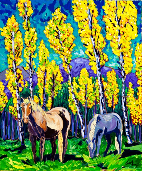 Click here to view Horses in Aspens by Cathy Carey