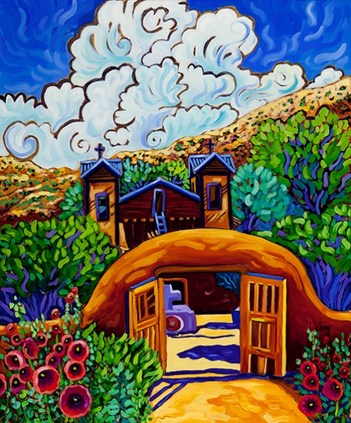 Click here to view Hollyhocks Chimayo by Cathy Carey